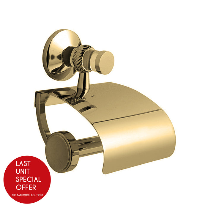Madrid Lid Toilet Paper Holder - Wall Mount - 5" Brass/Glass/Gold - Last Unit Special Offer
