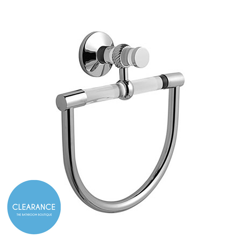Madrid Towel Ring - Wall Mount - 9" Brass/Glass/Polished Chrome (Final Sale)