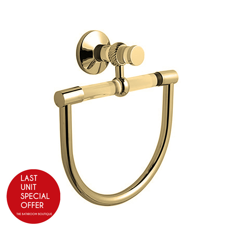 Madrid Towel Ring - Wall Mount - 9" Brass/Glass/Gold - Last Unit Special Offer