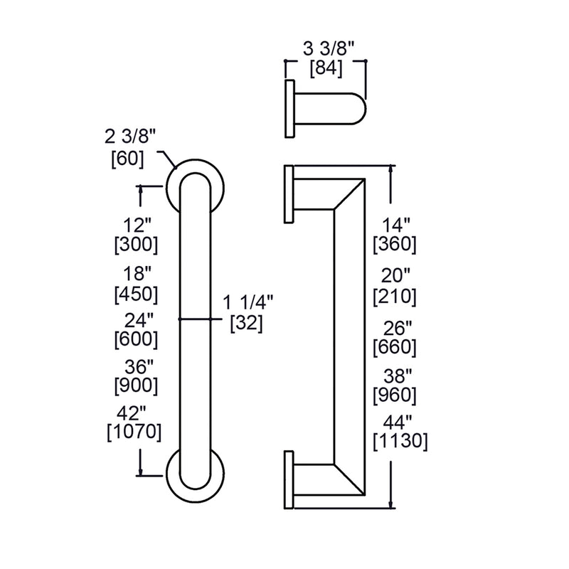Series 2 Round Grab Bar - Wall Mount - 18" Zinc/Stainless Steel/Brushed Brass