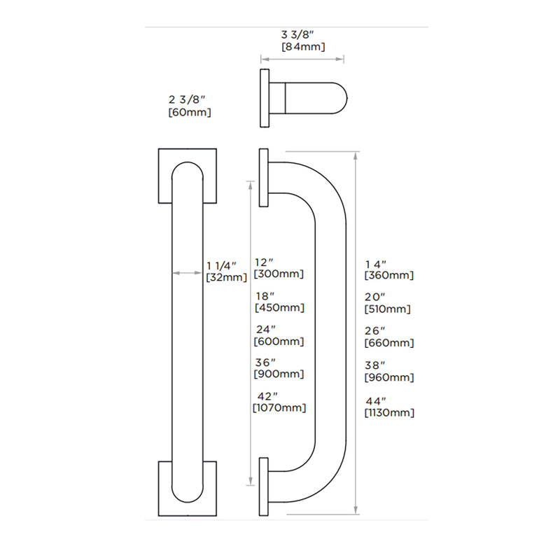 Series 5 Grab Bar - Wall Mount - 12" Zinc/Stainless Steel/Matt Black