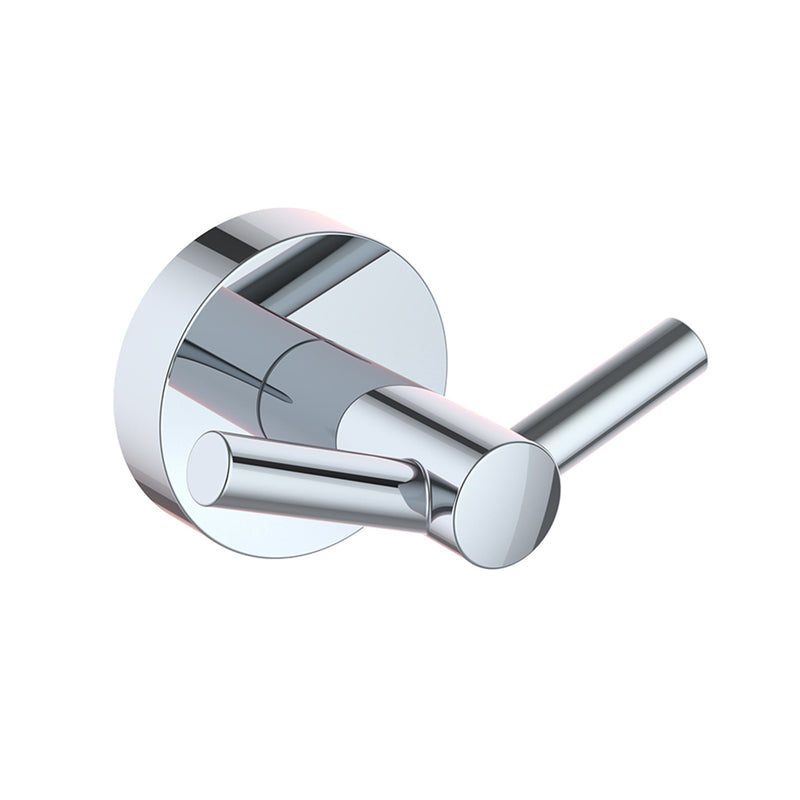 Seattle Double Hook - Wall Mount - 3" Zinc/Polished Chrome