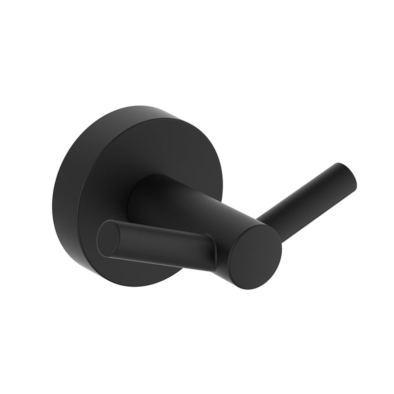 Seattle Double Hook - Wall Mount - 3" Zinc/Matt Black