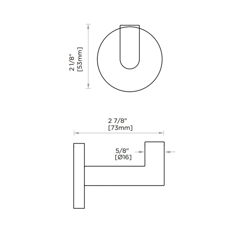 Seattle Single Hook - Wall Mount - 3" Zinc/Brushed Nickel
