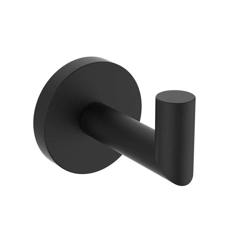 Seattle Single Hook - Wall Mount - 3" Zinc/Matt Black