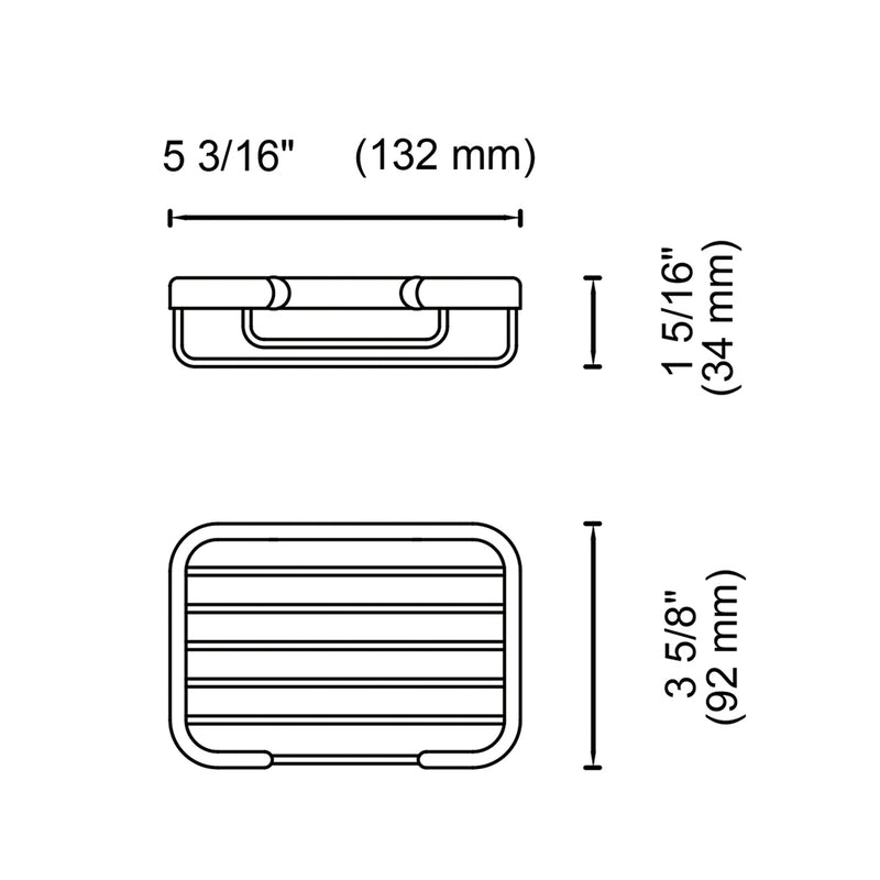Rectangular Shower Basket - Wall Mount - 6" Zinc/Stainless Steel/Brushed Nickel