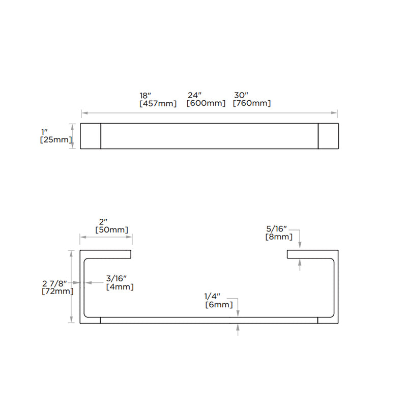 Chicago Single Towel Bar - Wall Mount - 24" Zinc/Matt Black