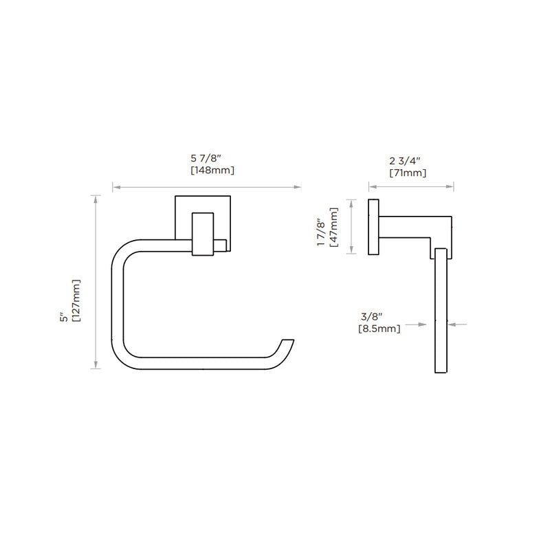 Boston Square Toilet Paper Holder - Wall Mount - 6" Zinc/Polished Chrome