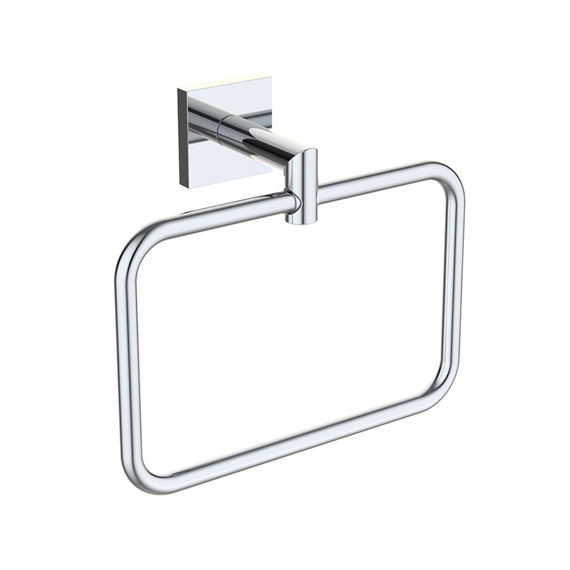 Atlanta Square Towel Ring - Wall Mount - 8" Zinc/Polished Chrome