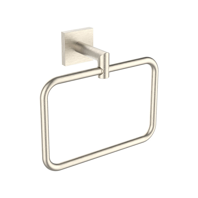 Atlanta Square Towel Ring - Wall Mount - 8" Zinc/Brushed Nickel