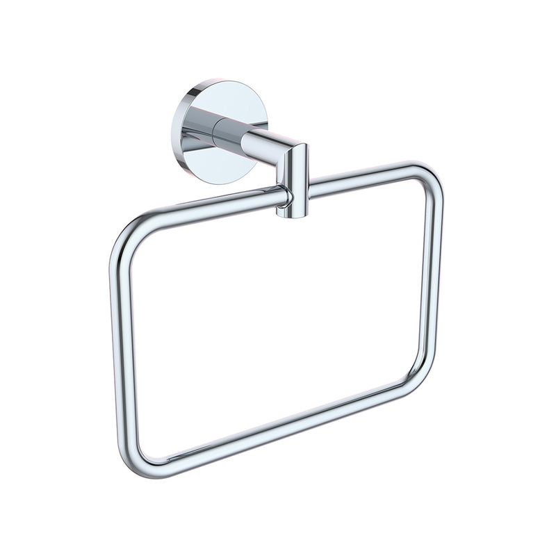Seattle Rectangular Towel Ring - Wall Mount - 8" Zinc/Polished Chrome