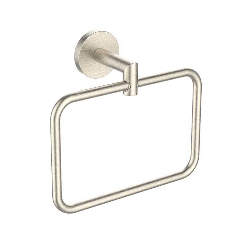 Seattle Rectangular Towel Ring - Wall Mount - 8" Zinc/Brushed Nickel