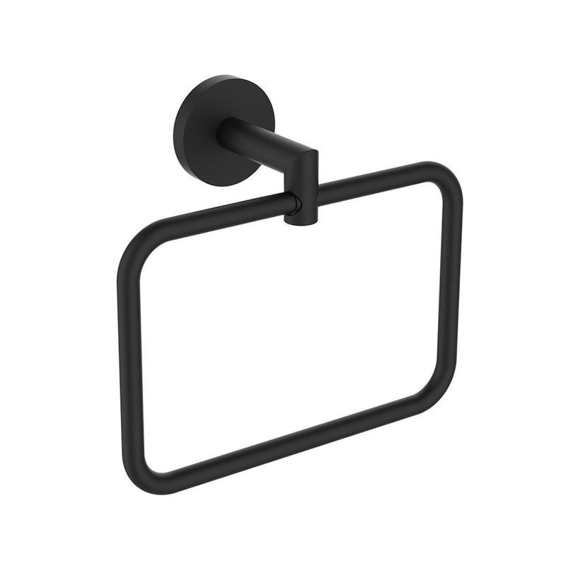 Seattle Rectangular Towel Ring - Wall Mount - 8" Zinc/Matt Black