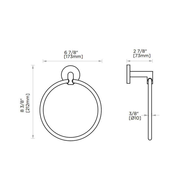 Seattle Round Towel Ring - Wall Mount - 7" Zinc/Matt Black