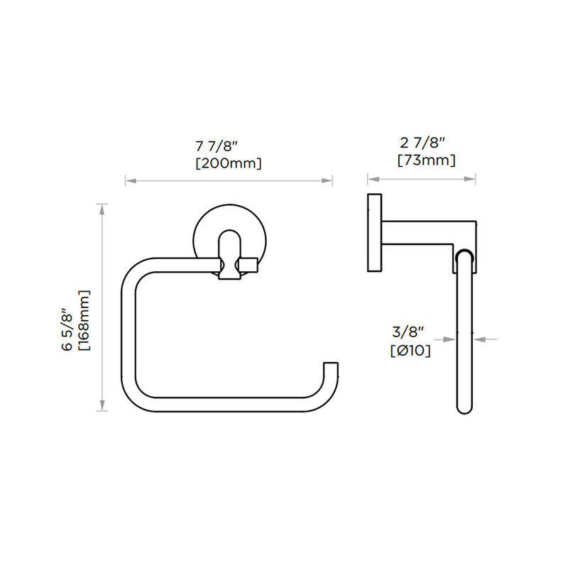 Seattle Towel Ring - Wall Mount - 8" Zinc/Brushed Nickel