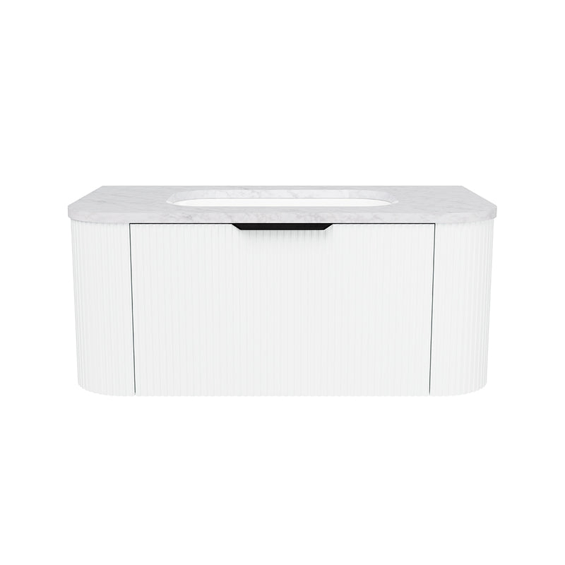 Adelaide 1 Drawer Bathroom Vanity with Silk Surface Sink - Wall Mount - 36" Wood/Satin White/Black