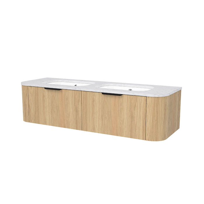 Adelaide 2 Drawers Bathroom Vanity with Silk Surface Sink - Wall Mount - 60" Wood/Prime Oak/Black