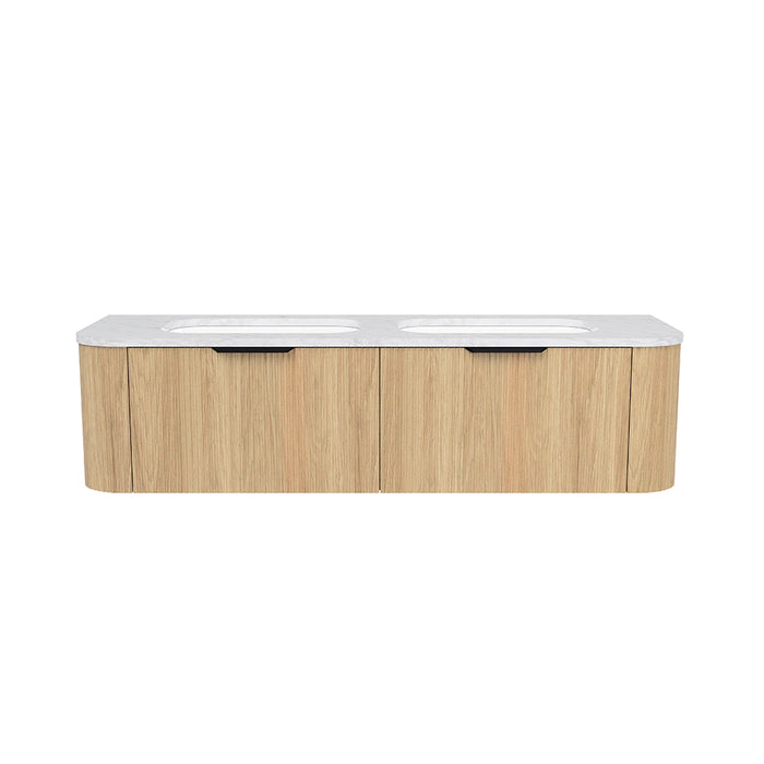 Adelaide 2 Drawers Bathroom Vanity with Silk Surface Sink - Wall Mount - 60" Wood/Prime Oak/Black