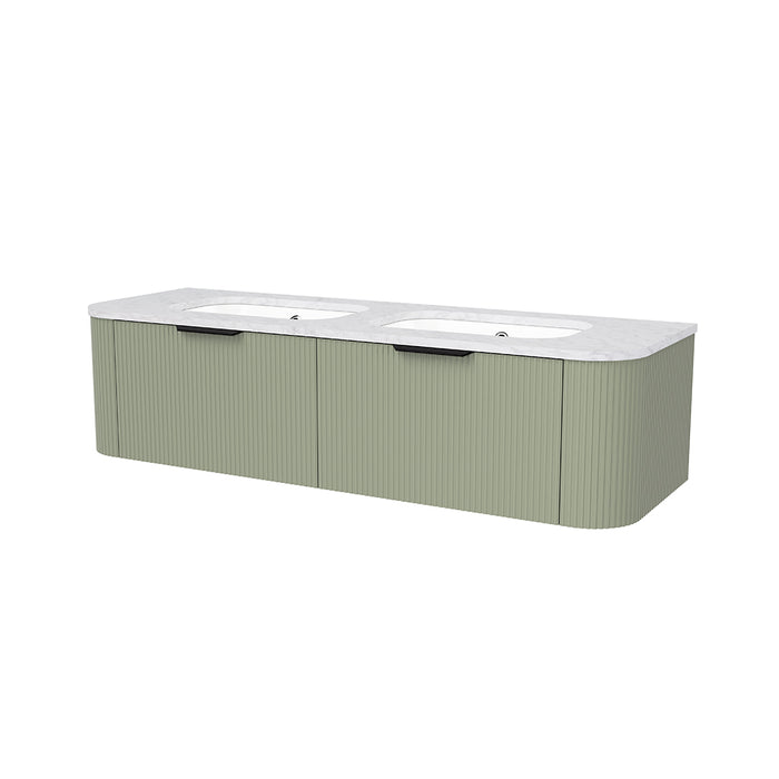 Adelaide 2 Drawers Bathroom Vanity with Silk Surface Sink - Wall Mount - 60" Wood/Satin Olive/Black