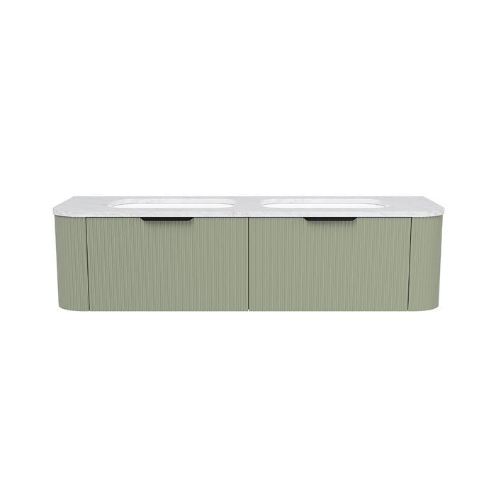 Adelaide 2 Drawers Bathroom Vanity with Silk Surface Sink - Wall Mount - 60" Wood/Satin Olive/Black