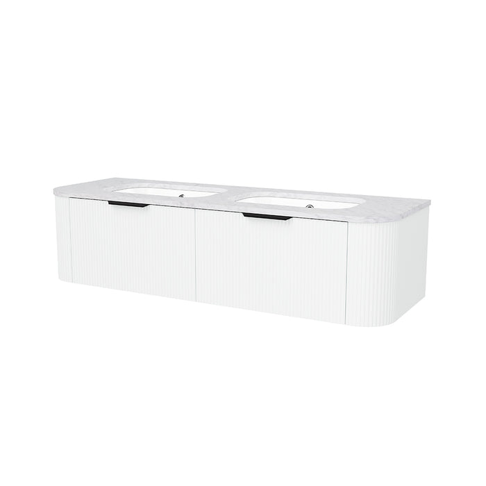 Adelaide 2 Drawers Bathroom Vanity with Silk Surface Sink - Wall Mount - 60" Wood/Satin White/Black