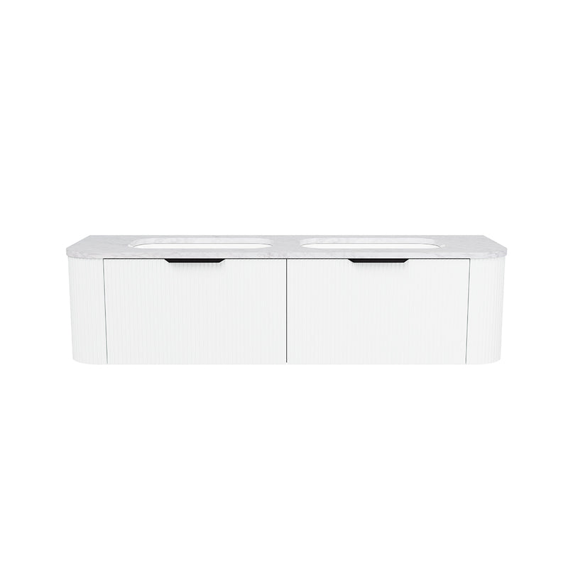 Adelaide 2 Drawers Bathroom Vanity with Silk Surface Sink - Wall Mount - 60" Wood/Satin White/Black