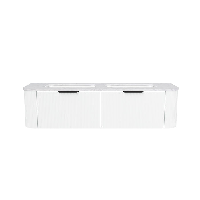 Adelaide 2 Drawers Bathroom Vanity with Silk Surface Sink - Wall Mount - 60" Wood/Satin White/Black