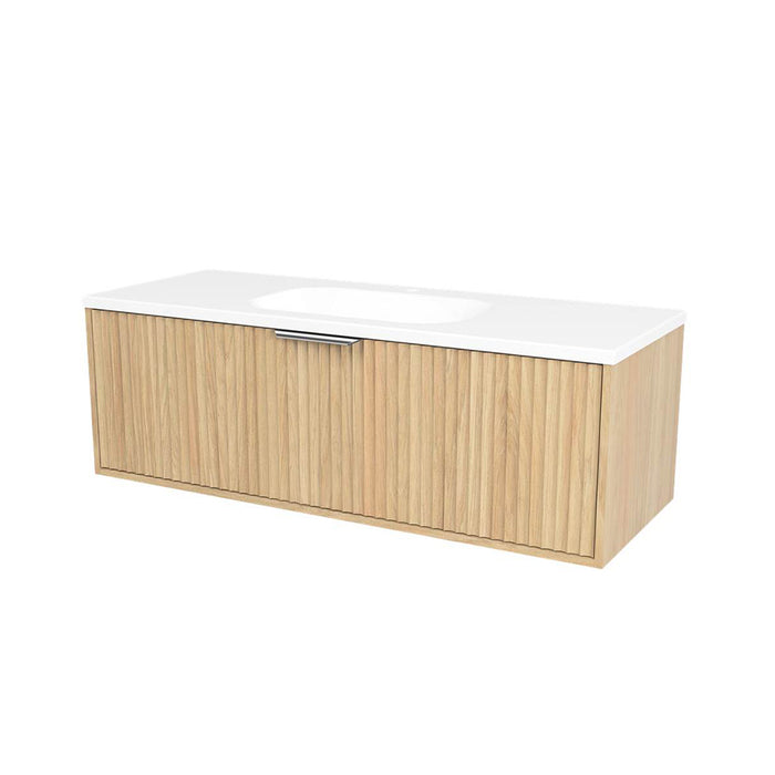 Byron 1 Drawer Bathroom Vanity with Mineral Single Sink - Wall Mount - 48" Wood/Prime Oak/Brushed Nickel