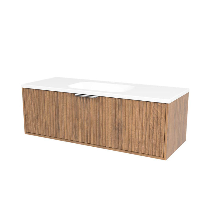 Byron 1 Drawer Bathroom Vanity with Mineral Single Sink - Wall Mount - 48" Wood/Florentine Walnut/Brushed Nickel