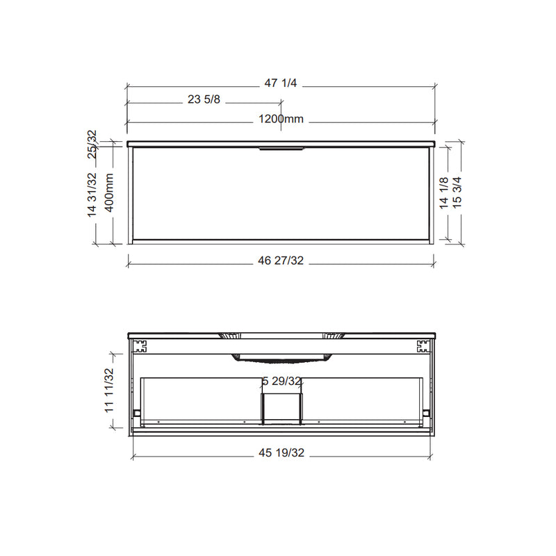 Byron 1 Drawer Bathroom Vanity with Mineral Single Sink - Wall Mount - 48" Wood/Florentine Walnut/Brushed Nickel