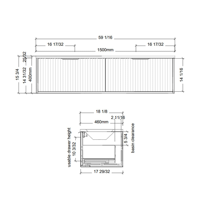 Byron 2 Drawers Bathroom Vanity with Mineral Double Sink - Wall Mount - 60" Wood/Florentine Walnut/Brushed Nickel