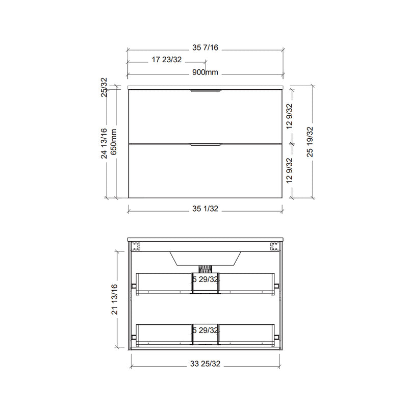 Elenora 2 Drawers Bathroom Vanity with Solid Surface Carrara Single Sink - Wall Mount - 36" Wood/Satin White/Gold