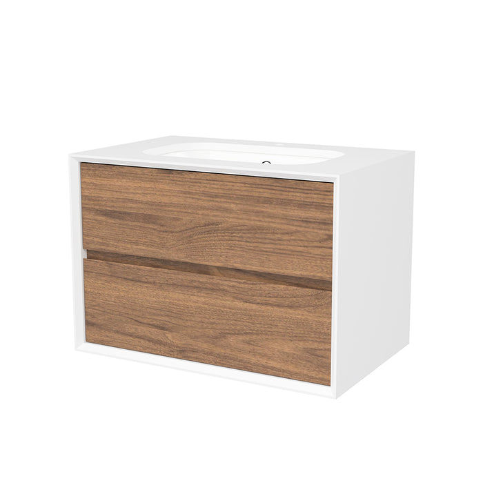 Whitehaven 2 Drawers Bathroom Vanity with Silk Surface Sink - Wall Mount - 30" Wood/Florentine Walnut