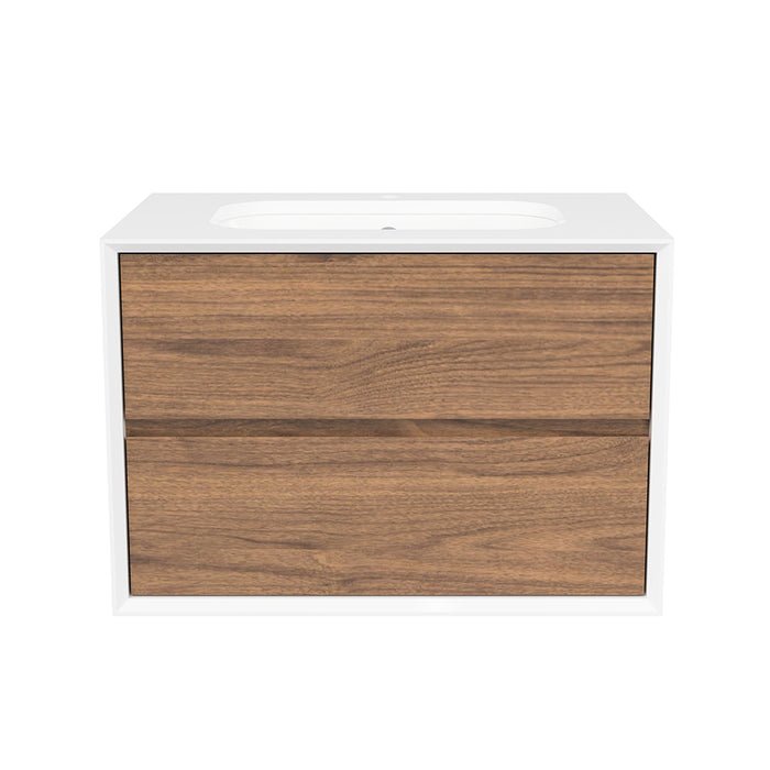 Whitehaven 2 Drawers Bathroom Vanity with Silk Surface Sink - Wall Mount - 30" Wood/Florentine Walnut