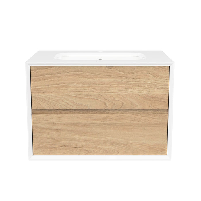 Whitehaven 2 Drawers Bathroom Vanity with Silk Surface Sink - Wall Mount - 30" Wood/Prime Oak