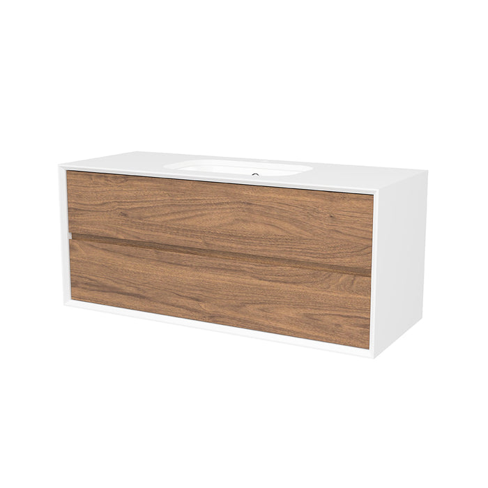 Whitehaven 2 Drawers Bathroom Vanity with Silk Surface Sink - Wall Mount - 48" Wood/Florentine Walnut