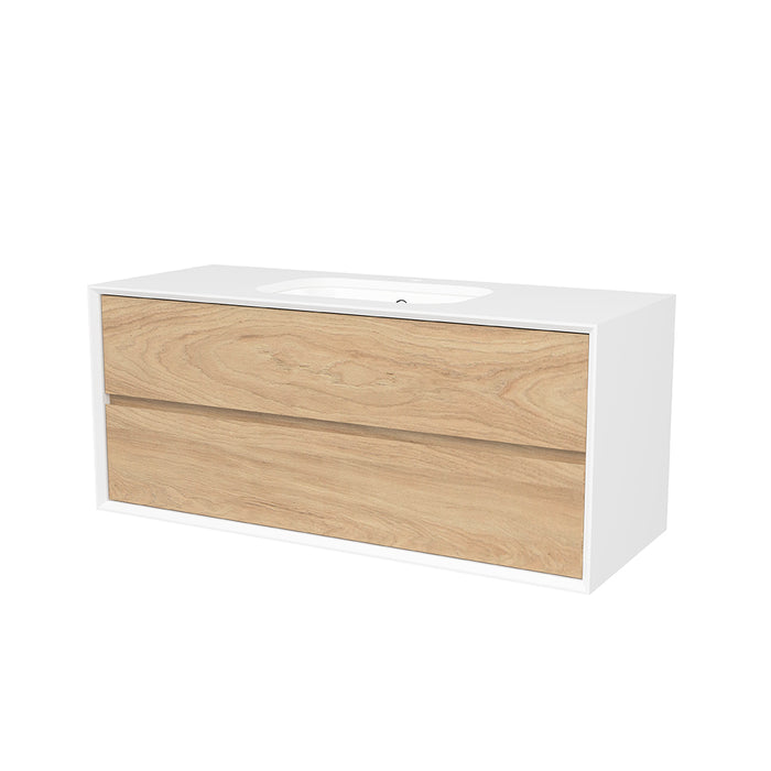 Whitehaven 2 Drawers Bathroom Vanity with Silk Surface Sink - Wall Mount - 48" Wood/Prime Oak