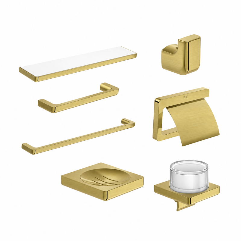 Tempo Bathroom Accessories Set - Wall Mount - Brass/Brushed Gold