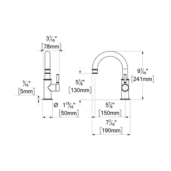 Alyss Bathroom Faucet without Drain - Single Hole - 10" Brass/Polished Chrome