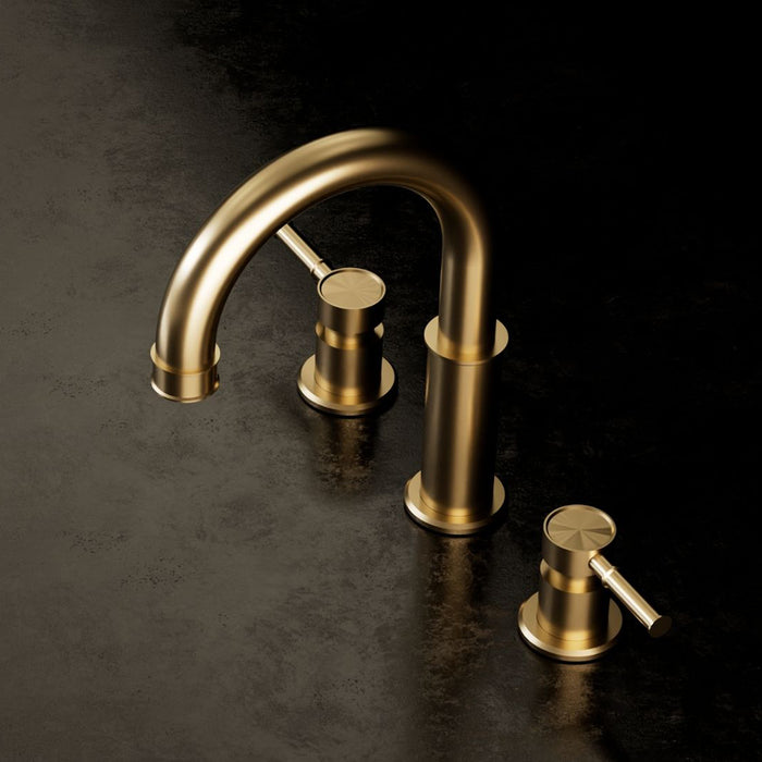 Alyss Bathroom Faucet without Drain - Widespread - 8" Brass/Polished Chrome