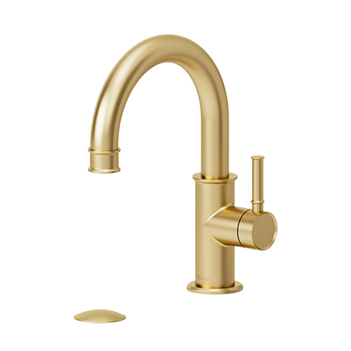 Alyss Bathroom Faucet with Drain - Single Hole - 10" Brass/Brushed Gold