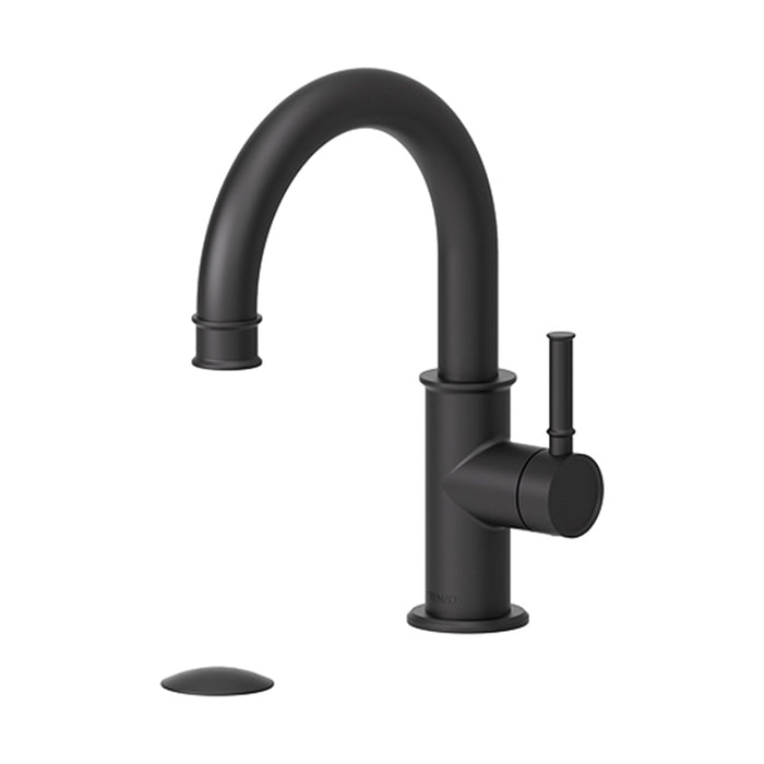 Alyss Bathroom Faucet with Drain - Single Hole - 10" Brass/Matt Black