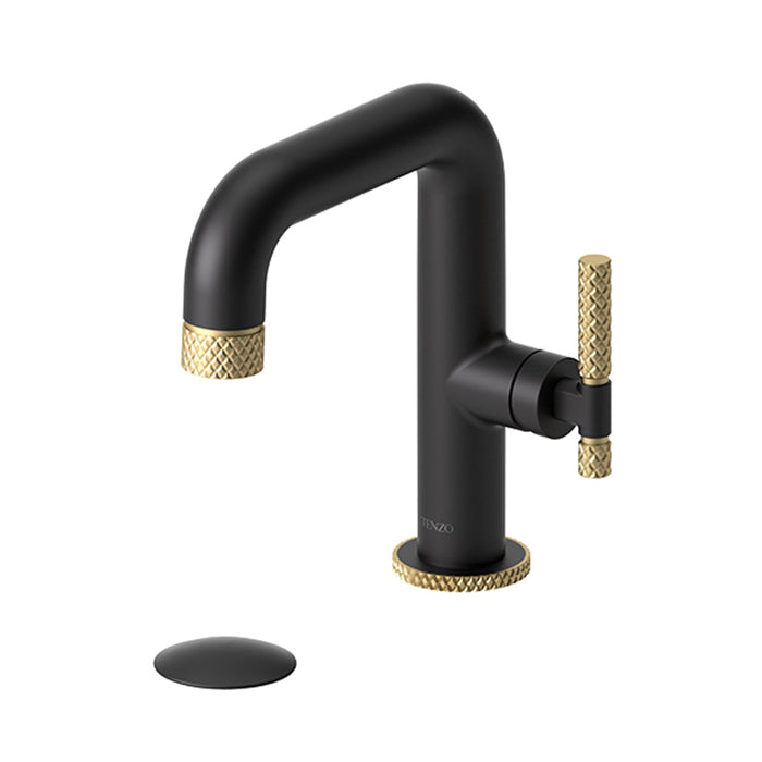 Bellacio-C Bathroom Faucet with Drain - Single Hole - 8" Brass/Matte Black/Brushed Gold