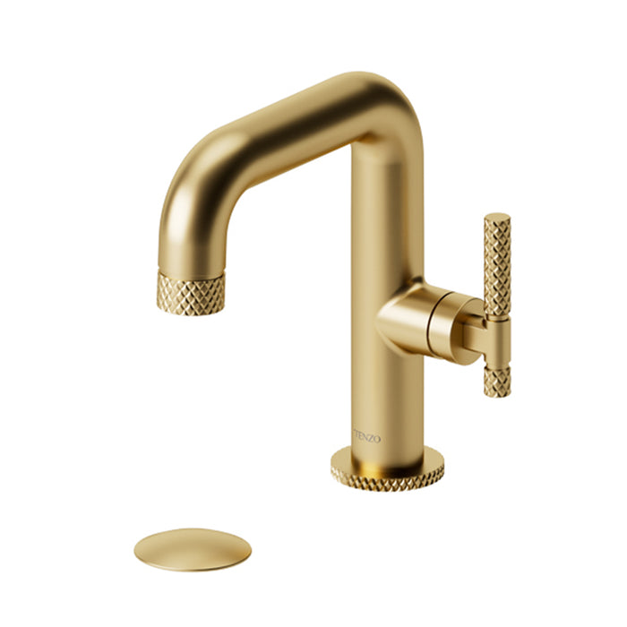 Bellacio-C Bathroom Faucet with Drain - Single Hole - 8" Brass/Brushed Gold