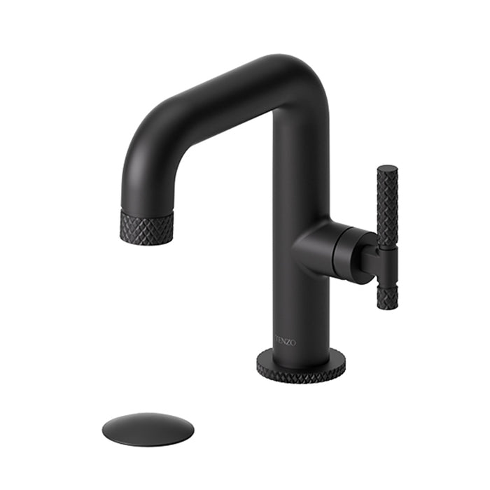 Bellacio-C Bathroom Faucet with Drain - Single Hole - 8" Brass/Matt Black