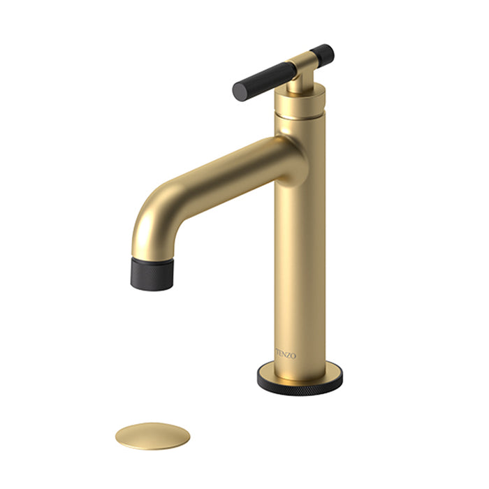 Bellacio-C Bathroom Faucet with Drain - Single Hole - 8" Brass/Brushed Gold/Matt Black