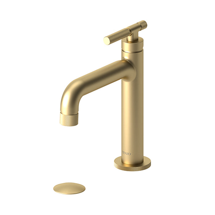 Bellacio-C Bathroom Faucet with Drain - Single Hole - 8" Brass/Brushed Gold