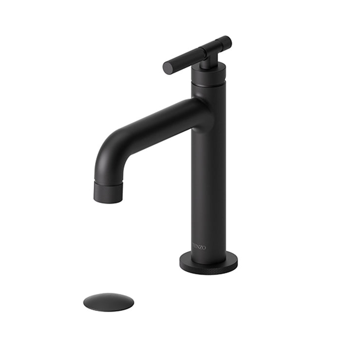 Bellacio-C Bathroom Faucet with Drain - Single Hole - 8" Brass/Matt Black