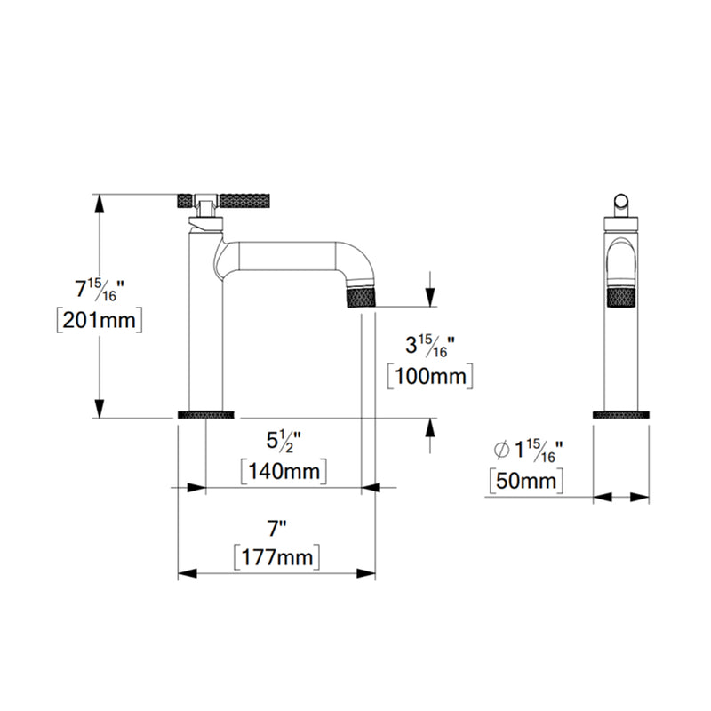 Bellacio-C Bathroom Faucet with Drain - Single Hole - 8" Brass/Brushed Nickel