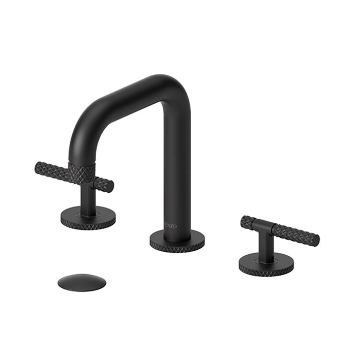 Bellacio-C Bathroom Faucet with Drain - Widespread - 8" Brass/Matt Black